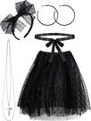 Conjunto de fantasias Hicarer, saia preta dos anos 80, estrela pop, para mulheres
