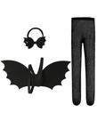 Conjunto de fantasias JiaDuo Black Bat Wing Bow, bandana e meia-calça