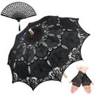Conjunto de fantasias Paterr, 3 peças de guarda-sol de renda preta Conjunto de fantasias Paterr, 3 peças de guarda-sol de renda preta