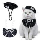 Conjunto de fantasias Pet Princess, chapéu de boina para cães e gatos com gravata borboleta de pérola
