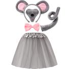 Conjunto de fantasias: saia de tutu de rato infantil Geyoga com orelhas e nariz, gravata borboleta