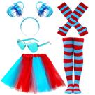Conjunto de fantasias: saia tutu de Halloween da Hikkcos com meias listradas Conjunto de fantasias: saia tutu de Halloween da Hikkcos com meias listradas