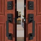 Conjunto de fechadura dupla para porta frontal Gaurqiah Square Matte Black