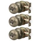 Conjunto de fechaduras de porta de entrada Probrico Antique Brass, pacote com 3