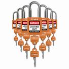 Conjunto de fechaduras Lockout Tagout TRADESAFE 7 Orange Loto Locks