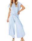 Conjunto de férias feminino Outfit HangNifang listrado de 2 peças