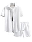 Conjunto de férias masculino Outfit Wyeysyt Waffle Button Down Beach