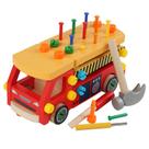 Conjunto de ferramentas de caminhão de bombeiros de brinquedo, montagem DIY de madeira para crianças pequenas