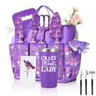 Conjunto de ferramentas de jardim NatuBeau 14 peças com bolsa de ferramentas para mulheres roxa