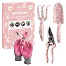 Conjunto de ferramentas de jardim WORKPRO Alumínio 4 peças com espátula, ancinho e podador