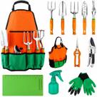 Conjunto de ferramentas de jardinagem de 11 peças em liga de alumínio com luvas e bolsa