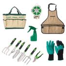 Conjunto de ferramentas de jardinagem de alumínio de 11 peças com bolsa, avental e luvas