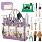 Conjunto de ferramentas de jardinagem halilus de 9 peças em aço inoxidável com bolsa