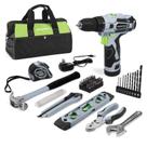 Conjunto de ferramentas: furadeira sem fio WORKPRO de 12 V com kit de 61 unidades