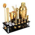 Conjunto de Ferramentas para Bar KINGROW 23 Peças Kit de Coqueteleira Dourada