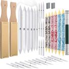 Conjunto de ferramentas para esboçar e desenhar, 20 unidades - Madeira - 180g Conjunto de ferramentas para esboçar e desenhar, 20 unidades - Madeira - 180g