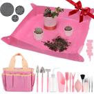 Conjunto de ferramentas suculentas ANPHSIN 44 unidades com tapete de replantio e bolsa rosa