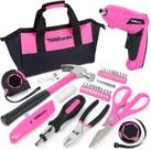 Conjunto de ferramentas THINKWORK 41 peças rosa com chave de fenda elétrica
