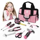 Conjunto de Ferramentas WORKPRO Kids Real Hand - 9 Peças com Bolsa Rosa