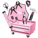 Conjunto de ferramentas WORKPRO Pink para crianças com caixa de ferramentas de aço de 30 cm 10 ferramentas