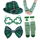 Conjunto de festa, chapéu xadrez do Dia de São Patrício, óculos Shamrock