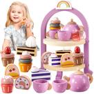 Conjunto de festa de chá HERSITY Wooden Cake Stand Toy para meninas de 3 a 5 anos Conjunto de festa de chá HERSITY Wooden Cake Stand Toy para meninas de 3 a 5 anos