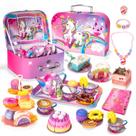 Conjunto de festa de chá Hohosunlar Unicorn para meninas de 3 a 8 anos com 47 unidades