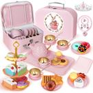 Conjunto de festa de chá IaoVueby para meninas com 49 peças de brinquedos para princesas Conjunto de festa de chá IaoVueby para meninas com 49 peças de brinquedos para princesas