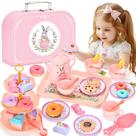Conjunto de festa de chá Lajeje Kids Bunny com bule, xícaras, pratos e estojo