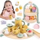 Conjunto de festa de chá Podeddju Dreamy Macaron Wood para meninas de 2 a 6 anos