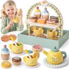 Conjunto de festa de chá Toyssa Wooden para meninas de 2 a 6 anos com armazenamento Conjunto de festa de chá Toyssa Wooden para meninas de 2 a 6 anos com armazenamento