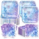 Conjunto de festa Zhehao, 72 unidades, Winter Snowflake, pratos e guardanapos de 7"
