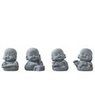 Conjunto de figuras de escultura e estátua Mini Zen Monk, 4 peças chinesas Conjunto de figuras de escultura e estátua Mini Zen Monk, 4 peças chinesas