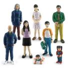 Conjunto de figuras de família em PVC, pais, avós, menino, menina, bebê