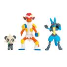 Conjunto de figuras Pokémon Battle Pancham, Lucario e Infernape