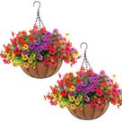 Conjunto de flores artificiais ao ar livre com cesta suspensa Hananona 2