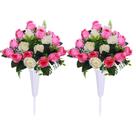 Conjunto de flores artificiais de cemitério Hibsotco com vaso e 2 buquês