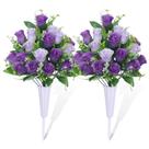 Conjunto de flores artificiais de cemitério LOSFOTBO com vaso (roxo)