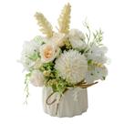 Conjunto de flores artificiais Magicwolf Rose Hydrangea com vaso branco