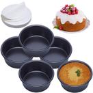 Conjunto de formas de bolo AWTBDP antiaderente redondo de 4 polegadas com papel vegetal x5