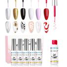 Conjunto de forros de arte de unhas eodci, 6 peças, preto, branco, vermelho, dourado, prata