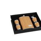 Conjunto de frascos de aço inoxidável de 270 ml de grão de madeira com 4 xícaras e funil Conjunto de frascos de aço inoxidável de 270 ml de grão de madeira com 4 xícaras e funil