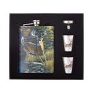 Conjunto de frascos Hip Flask 304 com design de veado em aço inoxidável com 2 xícaras