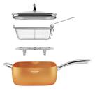 Conjunto de Frigideira Profunda Quadrada de Cerâmica Antiaderente FeLamp 24cm