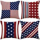 Conjunto de fronhas com bandeira americana, 45x45cm, poliéster, conjunto de 4