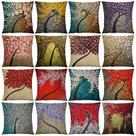 Conjunto de fronhas com pintura a óleo abstrata de árvores e flores x4