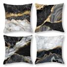 Conjunto de fronhas com textura de mármore dourado preto 45x45cm (conjunto de 4)