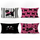 Conjunto de fronhas Cute Cartoon Cat Playful Black Cat Polka Dot