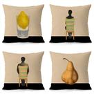 Conjunto de fronhas de design artístico de pelúcia 35x35cm (4 unidades)