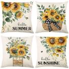 Conjunto de fronhas de linho floral de girassol 45x45cm (conjunto de 4)